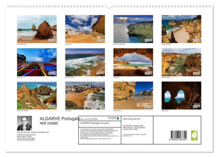 Produktbild: ALGARVE Portugals red coast (High Quality Premium Wall Calendar 2026 DIN A2 landscape),CALVENDO 12 Month Wall Calendar