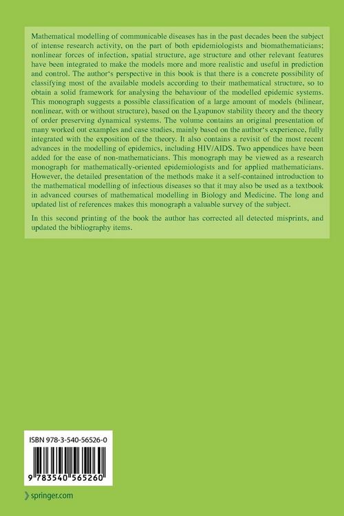 Produktbild: Mathematical Structures of Epidemic Systems