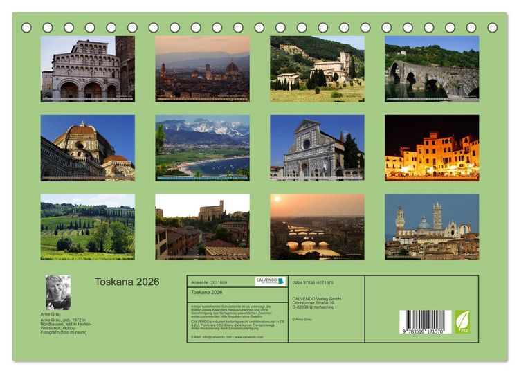 Produktbild: Toskana 2026 (Tischkalender 2026 DIN A5 quer), CALVENDO Monatskalender