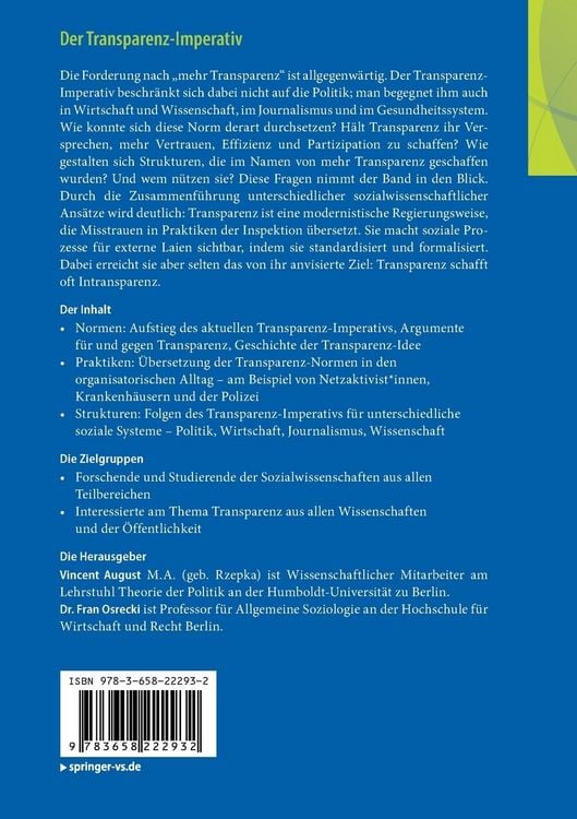 Produktbild: Der Transparenz-Imperativ