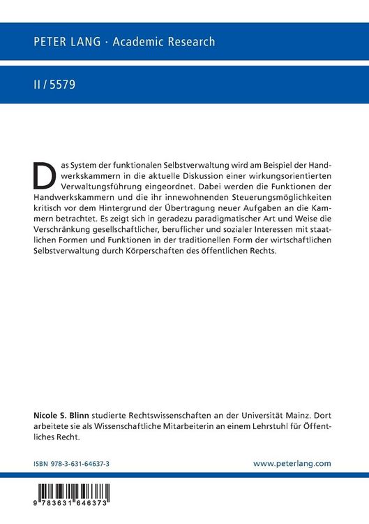 Produktbild: Die Aufgabendelegation an die Handwerkskammern als wirkungsorientierte Verwaltungsf&uuml;hrung