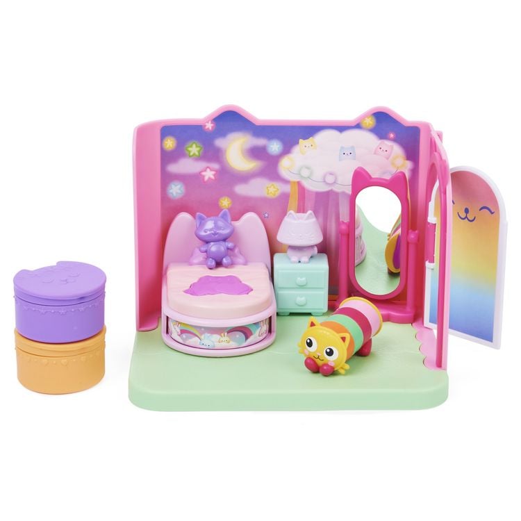 Produktbild: Gabby&lsquo;s Dollhouse Deluxe Raum, Sweet Dreams, Schlafzimmer mit Kuschelkatze (engl. Pillow Cat), M&ouml;belst&uuml;cken und thematischem Zubeh&ouml;r