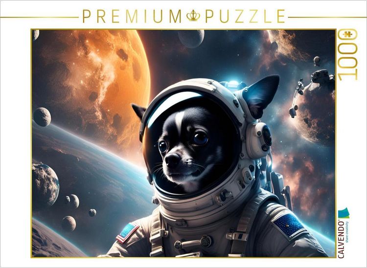 Produktbild: CALVENDO Puzzle Chihuahua Raumfahrer im All | 1000 Teile Lege-Gr&ouml;&szlig;e 64x48cm Foto-Puzzle f&uuml;r gl&uuml;ckliche Stunden