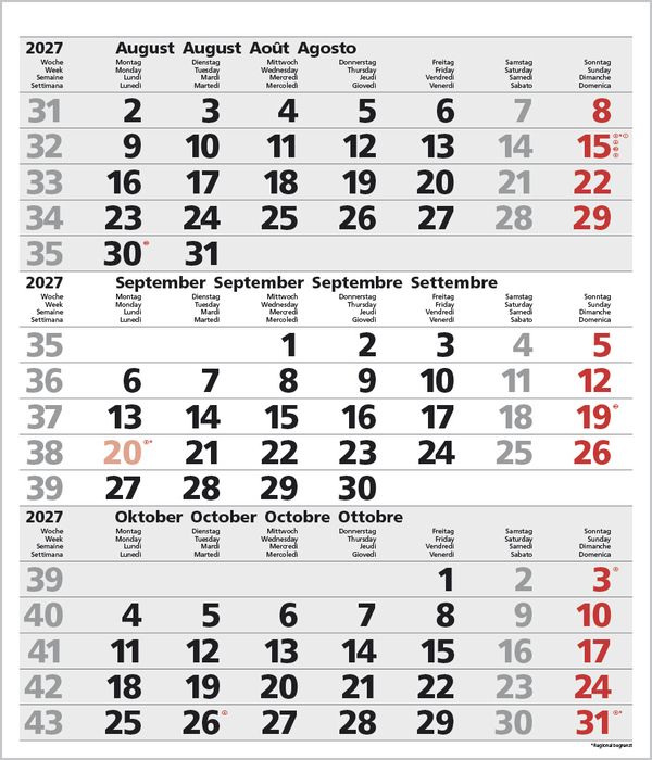 Produktbild: 3-Monats-Planer Comfort Grau 2027
