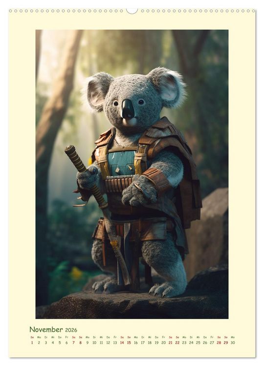 Produktbild: Tierische Samurai (Wandkalender 2026 DIN A2 hoch), CALVENDO Monatskalender