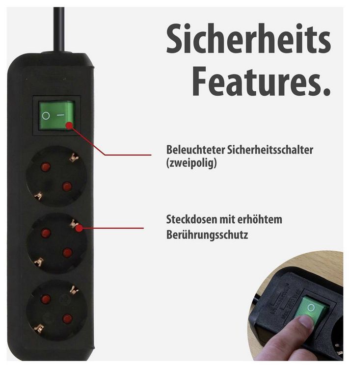 Produktbild: Brennenstuhl 1152300400 Steckdosenleiste Schwarz Schutzkontakt 1 St.