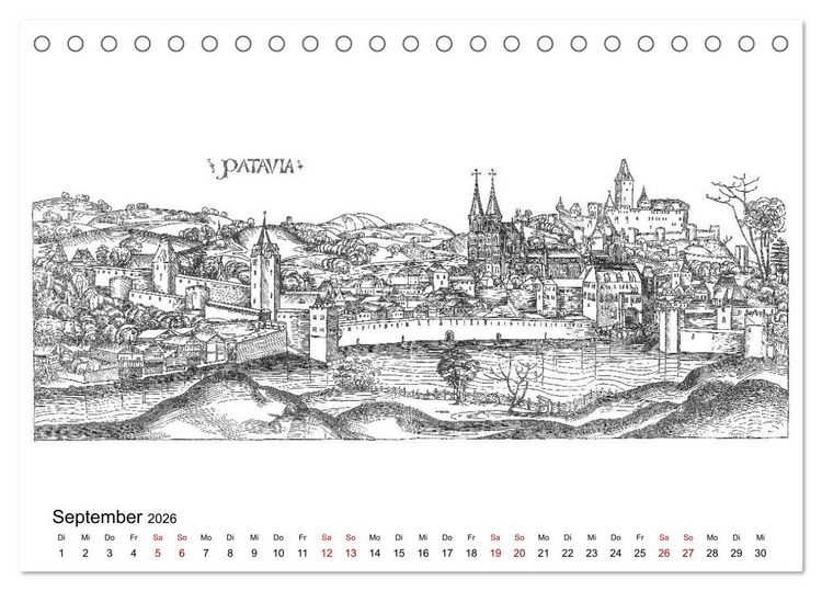 Produktbild: Schedelsche Weltchronik Deutsche St&auml;dte 1493 (Tischkalender 2026 DIN A5 quer), CALVENDO Monatskalender