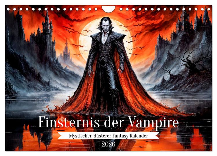 Produktbild: Finsternis der Vampire - Mystischer d&uuml;sterer Fantasy Kalender (Wandkalender 2026 DIN A4 quer), CALVENDO Monatskalender