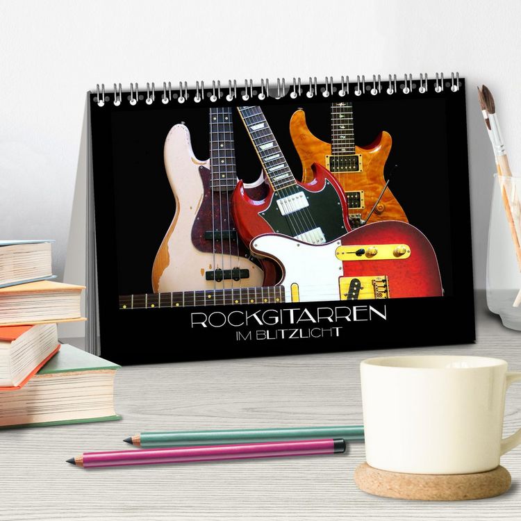 Produktbild: Rockgitarren im Blitzlicht (Tischkalender 2026 DIN A5 quer), CALVENDO Monatskalender