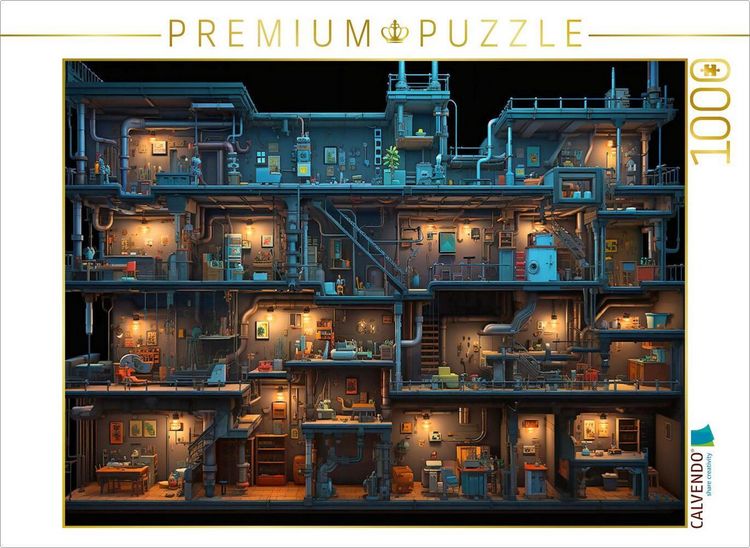 Produktbild: CALVENDO Puzzle Verwinkelte R&auml;ume in einem Computer Spiel - Gamer Nostalgie | 1000 Teile Lege-Gr&ouml;&szlig;e 64x48cm Foto-Puzzle f&uuml;r gl&uuml;ckliche Stunden