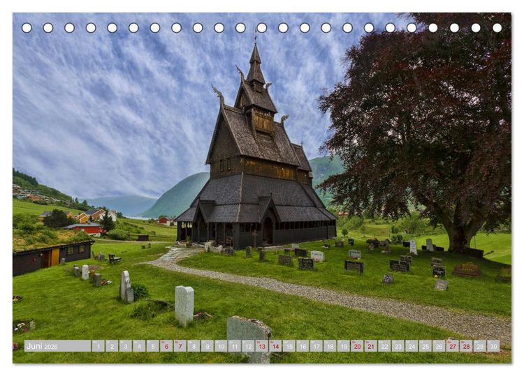 Produktbild: Norwegens Stabkirchen (Tischkalender 2026 DIN A5 quer), CALVENDO Monatskalender