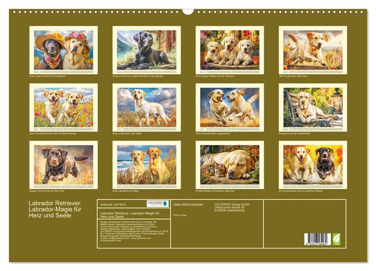 Produktbild: Labrador Retriever. Labrador-Magie f&uuml;r Herz und Seele (Wandkalender 2026 DIN A2 quer), CALVENDO Monatskalender