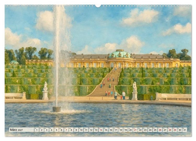 Produktbild: Potsdam &ndash; Historische Ansichten im Aquarellstil (hochwertiger Premium Wandkalender 2027 DIN A2 quer), Kunstdruck in Hochglanz