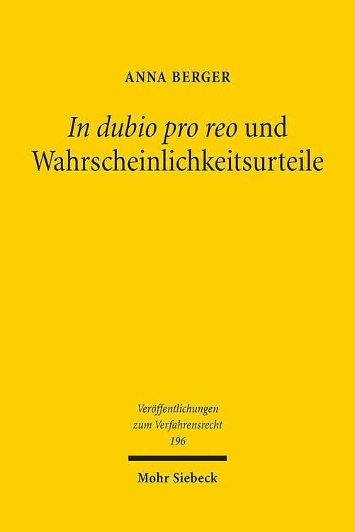 Produktbild: In dubio pro reo und Wahrscheinlichkeitsurteile