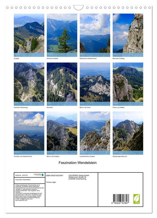 Produktbild: Faszination Wendelstein (Wandkalender 2026 DIN A3 hoch), CALVENDO Monatskalender