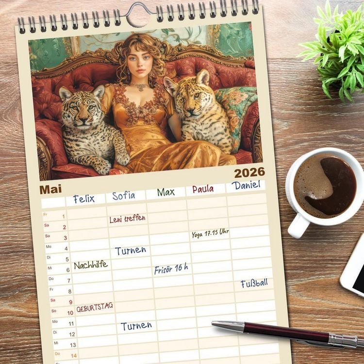 Produktbild: Familienplaner 2026 - Die Epoche Art Nouveau - Mit eleganter Mode mit 5 Spalten (Wandkalender, 21 x 45 cm) CALVENDO