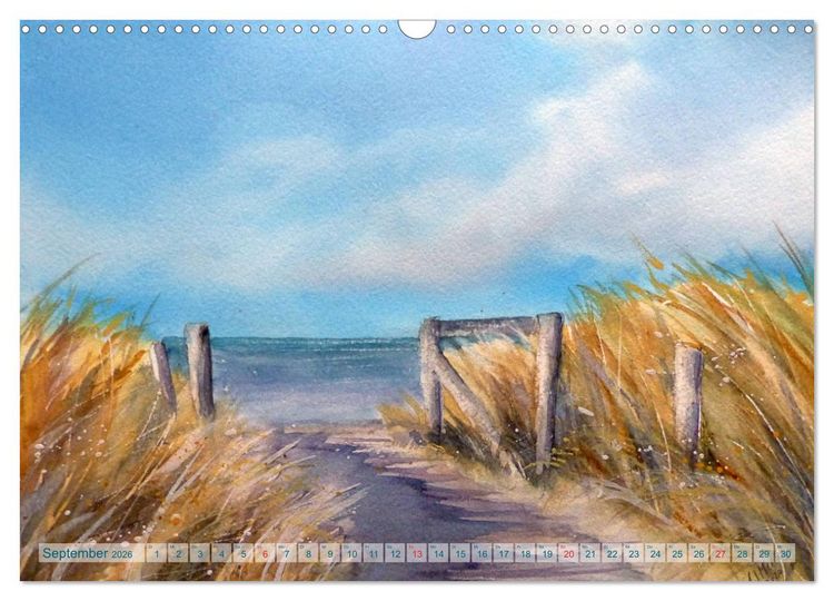 Produktbild: MEERESAQUARELLE (Wandkalender 2026 DIN A3 quer), CALVENDO Monatskalender