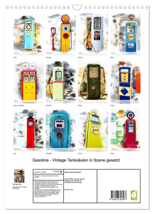Produktbild: Gasoline - Vintage Tanks&auml;ulen in Szene gesetzt (Wandkalender 2026 DIN A3 hoch), CALVENDO Monatskalender