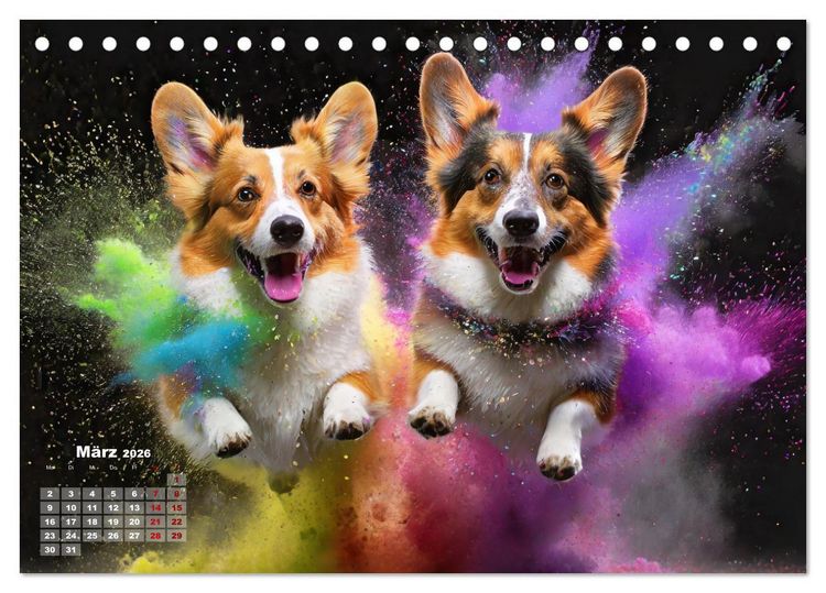 Produktbild: Holi Pulver - Doppelte Action (Tischkalender 2026 DIN A5 quer), CALVENDO Monatskalender