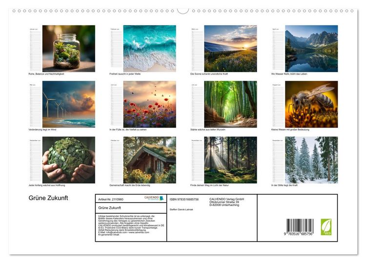 Produktbild: Gr&uuml;ne Zukunft (hochwertiger Premium Wandkalender 2026 DIN A2 quer), Kunstdruck in Hochglanz
