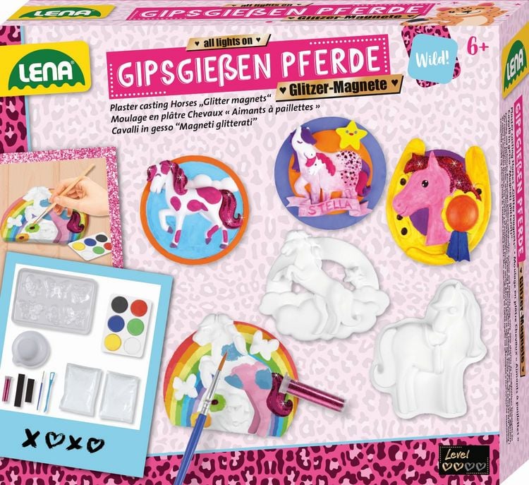 Produktbild: LENA Gipsgie&szlig;en Pferde Glitzer Magnete