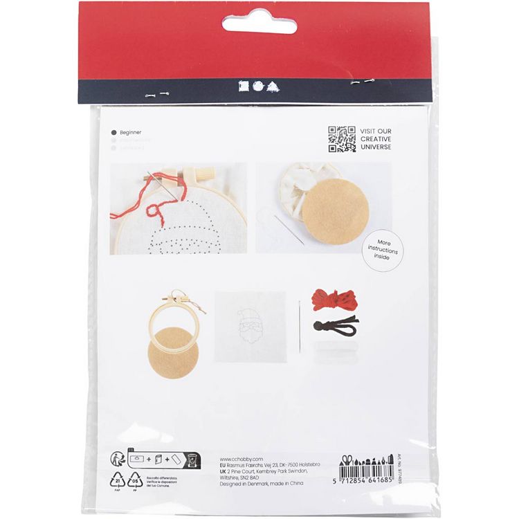 Produktbild: Creativ Company DIY Sets Sticken & Nadelstanzen Mini Kreativ Set Sticken, Weihnachtsmann, Kreativ Box