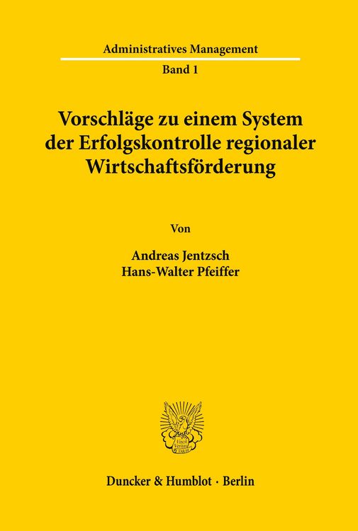 Produktbild: Vorschl&auml;ge zu einem System der Erfolgskontrolle regionaler Wirtschaftsf&ouml;rderung.