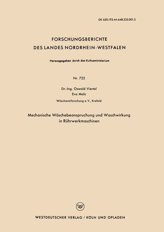 Produktbild: Mechanische W&auml;schebeanspruchung und Waschwirkung in R&uuml;hrwerkmaschinen