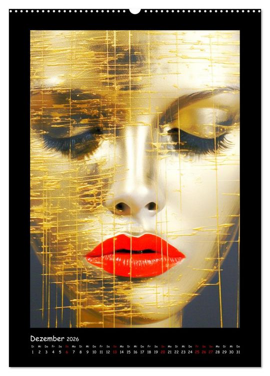 Produktbild: Goldene Portraits. Fusion von Kunst und &Auml;sthetik (Wandkalender 2026 DIN A2 hoch), CALVENDO Monatskalender