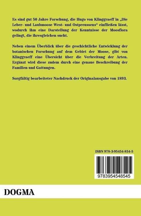 Produktbild: Die Leber- und Laubmoose West- und Ostpreussens