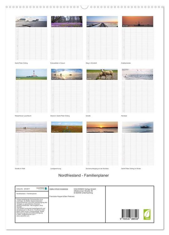 Produktbild: Nordfriesland - Familienplaner (hochwertiger Premium Wandkalender 2026 DIN A2 hoch), Kunstdruck in Hochglanz