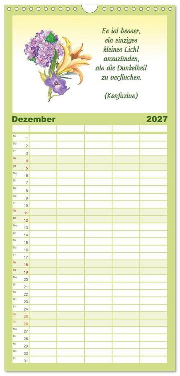 Produktbild: Familienplaner 2027 - 12 unterhaltsame Zitate f&uuml;r ein sch&ouml;nes Jahr mit 5 Spalten (Wandkalender, 21 x 45 cm) CALVENDO