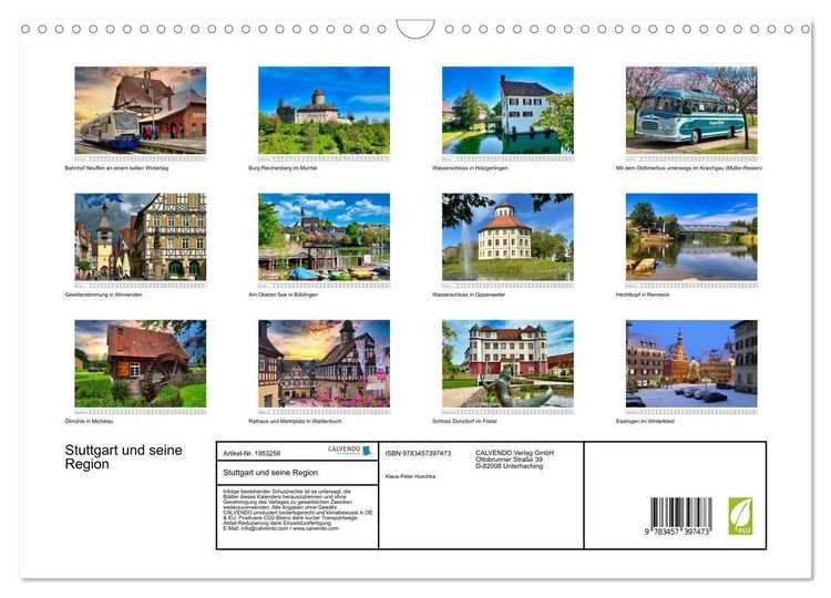 Produktbild: Stuttgart und seine Region (Wandkalender 2026 DIN A3 quer), CALVENDO Monatskalender