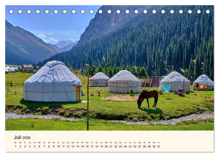 Produktbild: Kirgistan - Traumhafte Landschaften (Tischkalender 2026 DIN A5 quer), CALVENDO Monatskalender