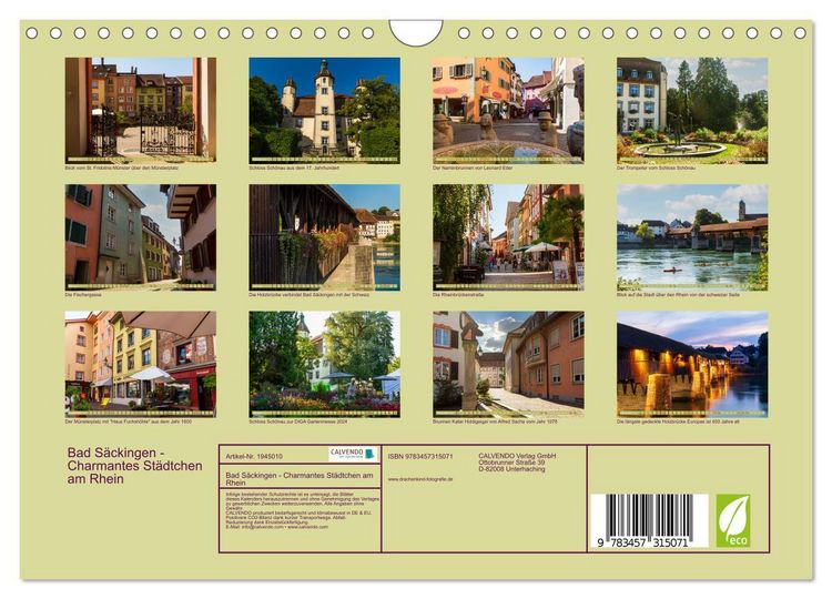 Produktbild: Bad S&auml;ckingen - Charmantes St&auml;dtchen am Rhein (Wandkalender 2026 DIN A4 quer), CALVENDO Monatskalender