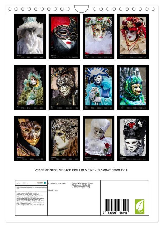Produktbild: Venezianische Masken HALLia VENEZia Schw&auml;bisch Hall (Wandkalender 2026 DIN A4 hoch), CALVENDO Monatskalender