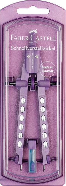 Produktbild: Faber-Castell Schnellverstellzirkel Factory Sparkle gr&uuml;n lila rosa 3fach sortiert