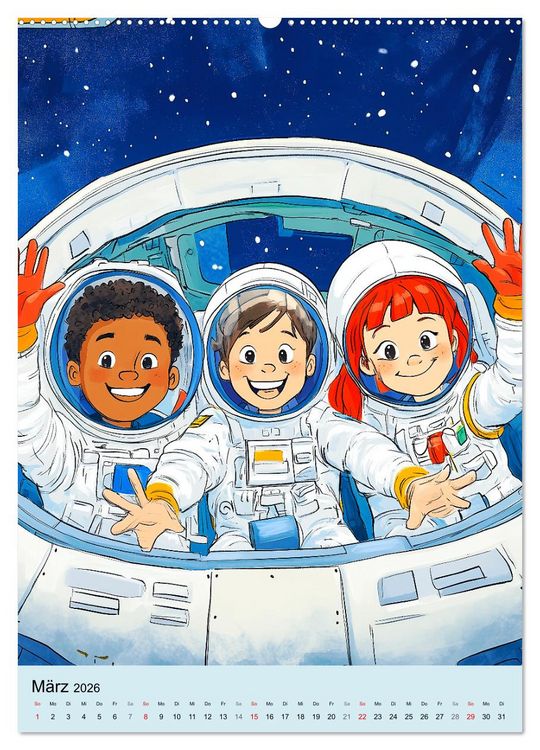 Produktbild: Im Weltall. Manga-Astronauten auf Mission (hochwertiger Premium Wandkalender 2026 DIN A2 hoch), Kunstdruck in Hochglanz
