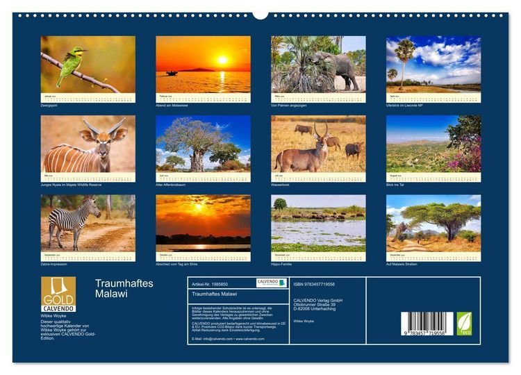 Produktbild: Traumhaftes Malawi (hochwertiger Premium Wandkalender 2026 DIN A2 quer), Kunstdruck in Hochglanz