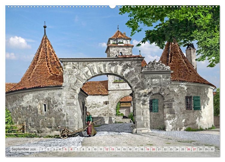 Produktbild: Rothenburg ob der Tauber um das Jahr 1900 &ndash; Fotos neu koloriert (Wandkalender 2026 DIN A2 quer), CALVENDO Monatskalender