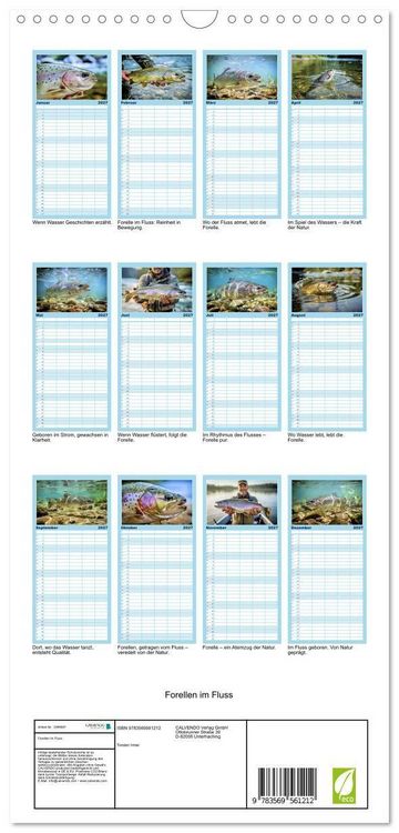 Produktbild: Familienplaner 2027 - Forellen im Fluss mit 5 Spalten (Wandkalender, 21 x 45 cm) CALVENDO