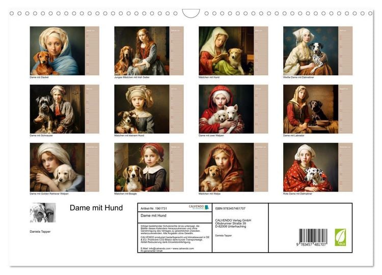 Produktbild: Dame mit Hund (Wandkalender 2026 DIN A3 quer), CALVENDO Monatskalender