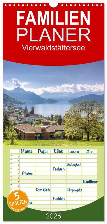 Produktbild: Familienplaner 2026 - Vierwaldst&auml;ttersee mit 5 Spalten (Wandkalender, 21 x 45 cm) CALVENDO