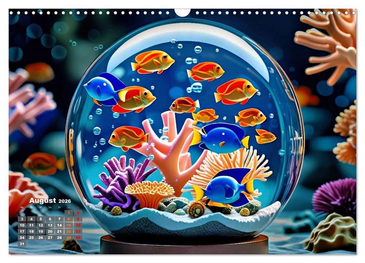 Produktbild: Aquarium in einer Glaskugel (Wandkalender 2026 DIN A3 quer), CALVENDO Monatskalender