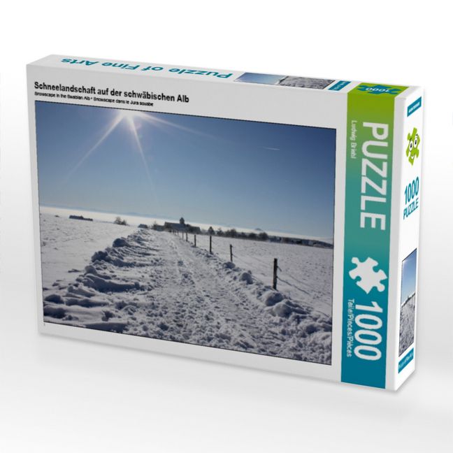 Produktbild: CALVENDO Puzzle Schneelandschaft auf der schw&auml;bischen Alb 1000 Teile Puzzle quer | 1000 Teile Lege-Gr&ouml;&szlig;e 64 &times; 48 cm Foto-Puzzle f&uuml;r gl&uuml;ckliche Stunden