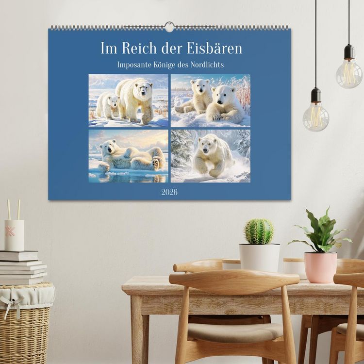 Produktbild: Im Reich der Eisb&auml;ren. Imposante K&ouml;nige des Nordlichts (Wandkalender 2026 DIN A2 quer), CALVENDO Monatskalender