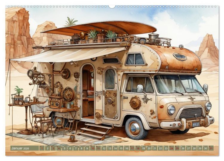 Produktbild: Steampunk Wohnmobile (Wandkalender 2026 DIN A2 quer), CALVENDO Monatskalender