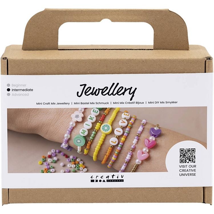 Produktbild: Creativ Company DIY Sets Beads Mini Kreativ Mix Schmuck, Farbenfrohe Armbänder, Kreativ Box