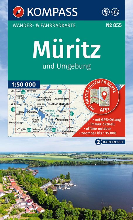 Produktbild: KOMPASS Wanderkarten-Set 855 M&uuml;ritz und Umgebung (2 Karten) 1:50.000