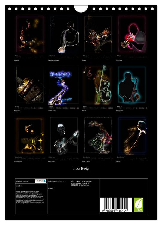 Produktbild: Jazz Ewig (Wandkalender 2026 DIN A4 hoch), CALVENDO Monatskalender